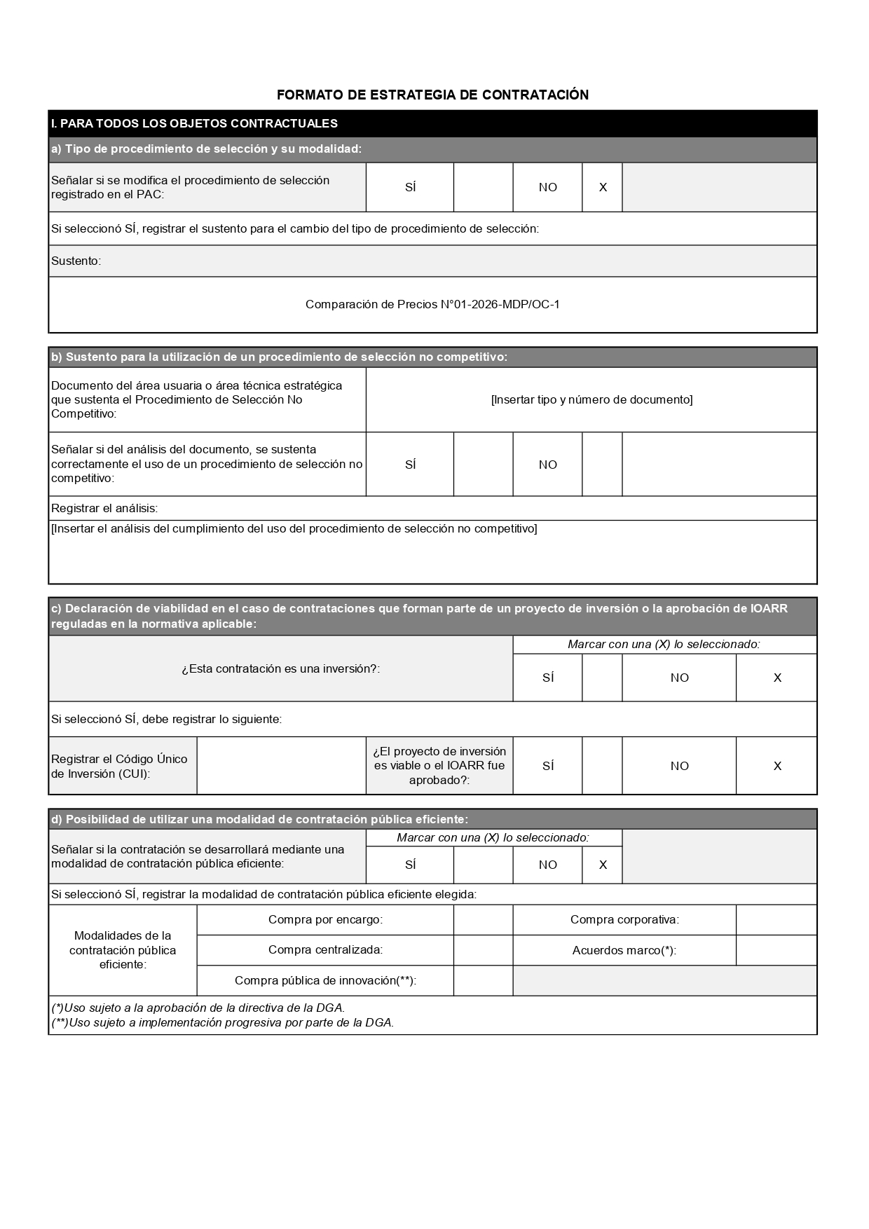 Estrategia de Contratación Para Comparación de Precios