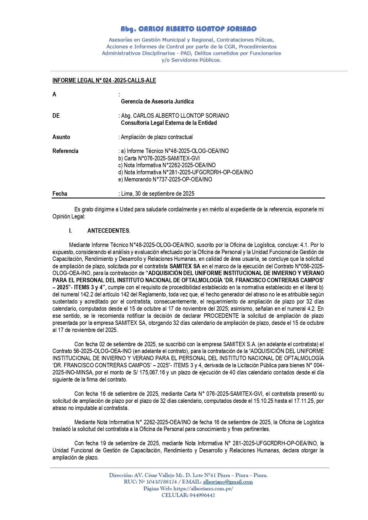 Ampliación de Plazo - Ley N° 32069